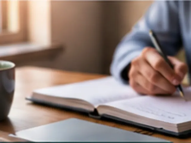 Someone writing notes at a desk
